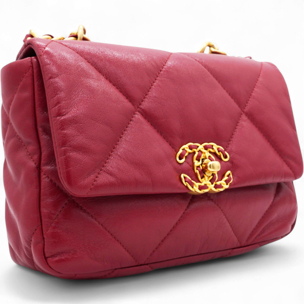 Chanel Lambskin Quilted Medium Chanel 19 Flap Red