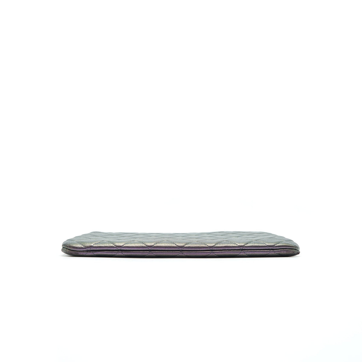 Chanel Quilted Leather Clutch Bag in Metallic Purple