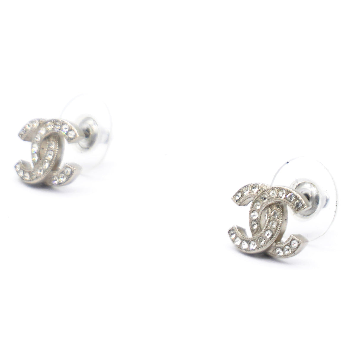 Chanel Logo EarringsSilver/Crystal