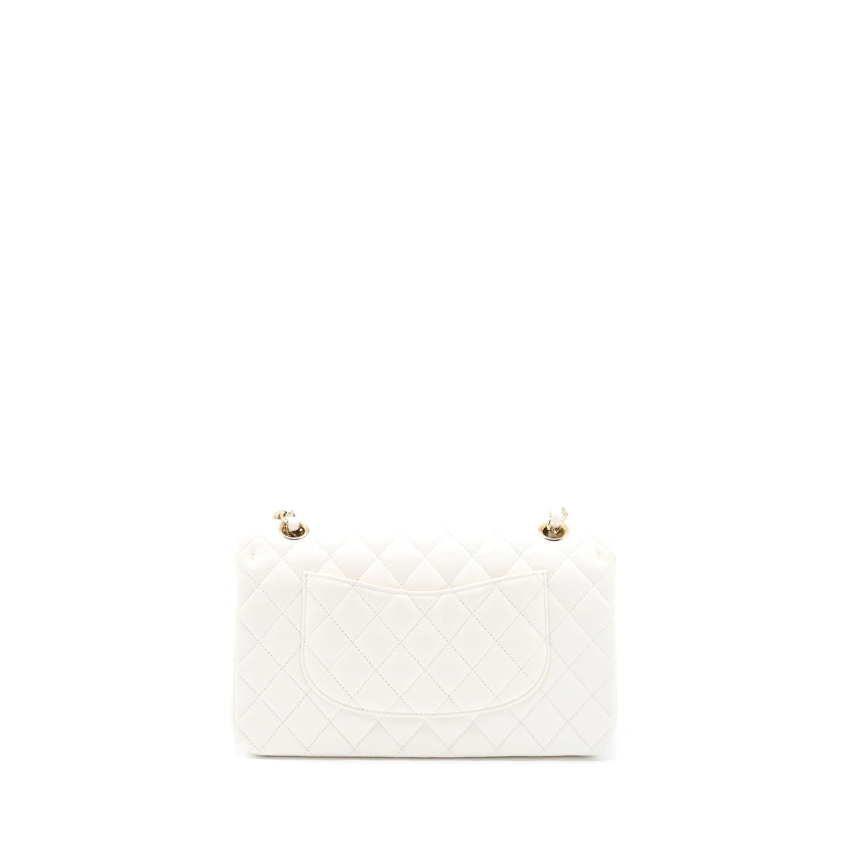 Chanel Medium Classic Double Flap Bag Caviar White LGHW