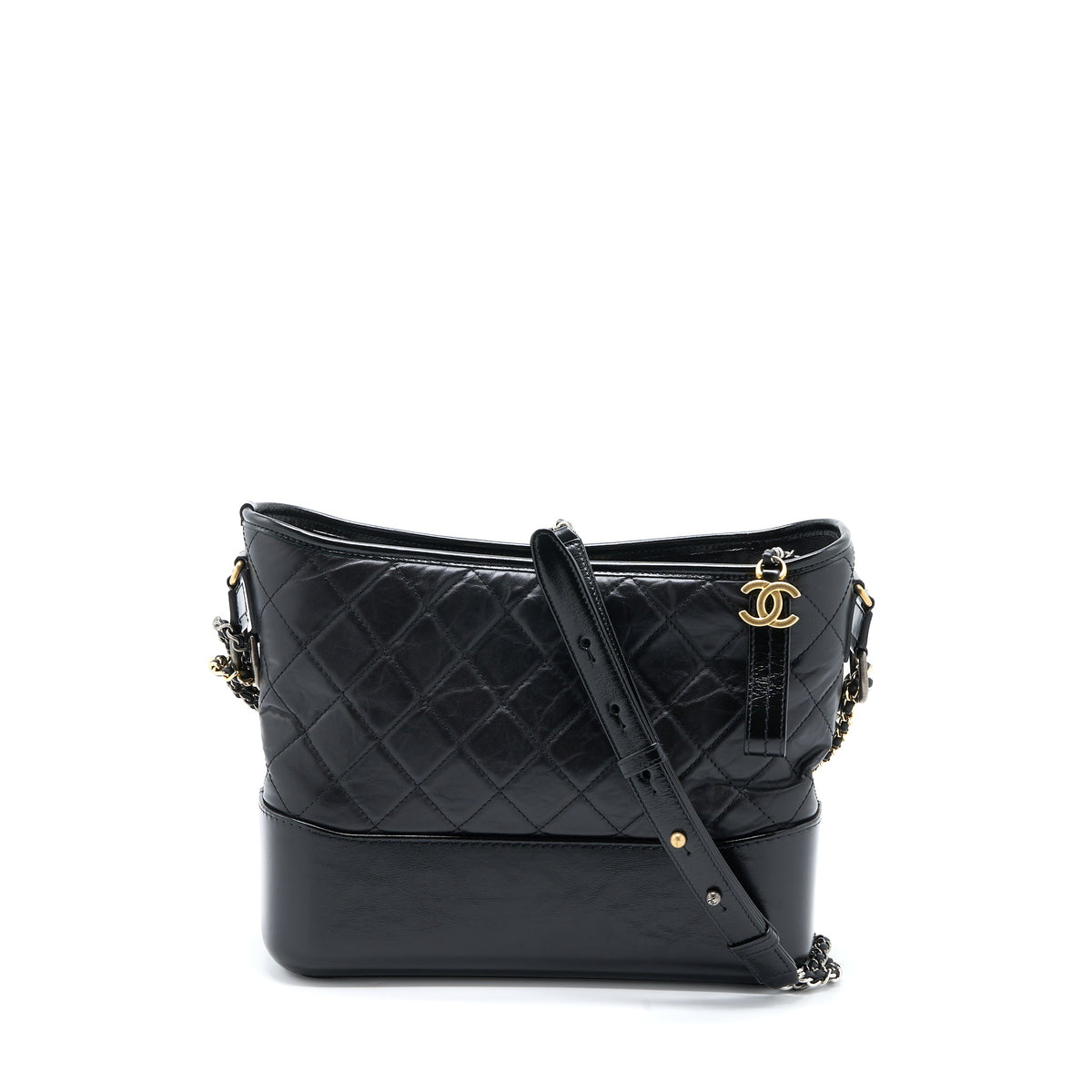 Chanel Large Gabrielle Hobo Bag Aged Calfskin Black Multicolour Hardware