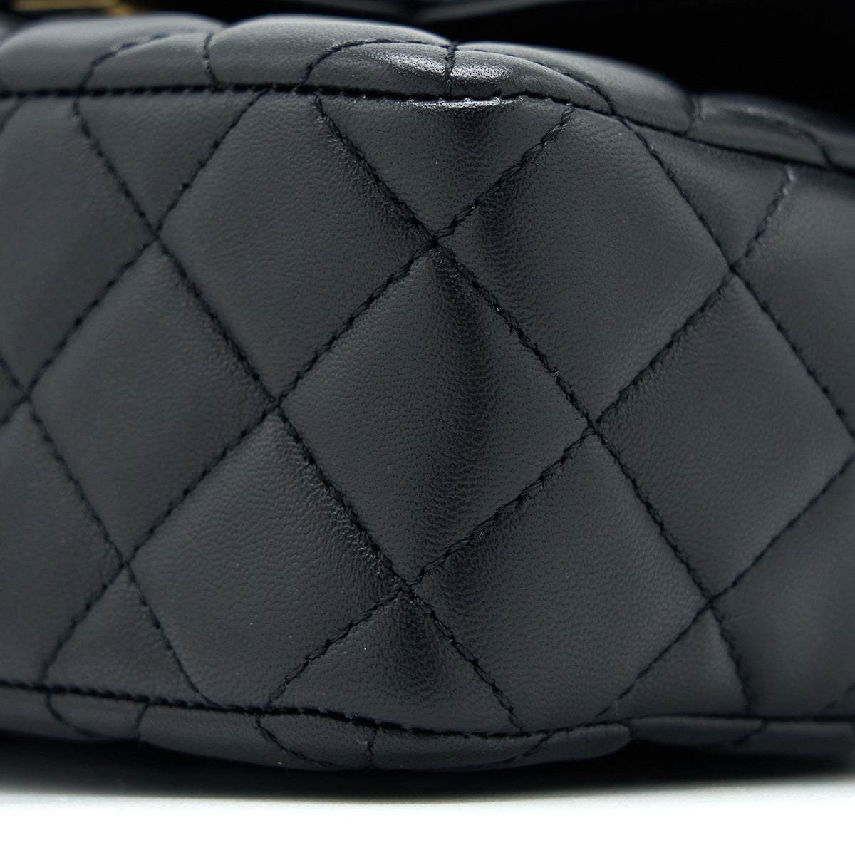 Chanel Seasonal Flap Bag with Detail Chain Lambskin Black Brushed GHW (Microchip)