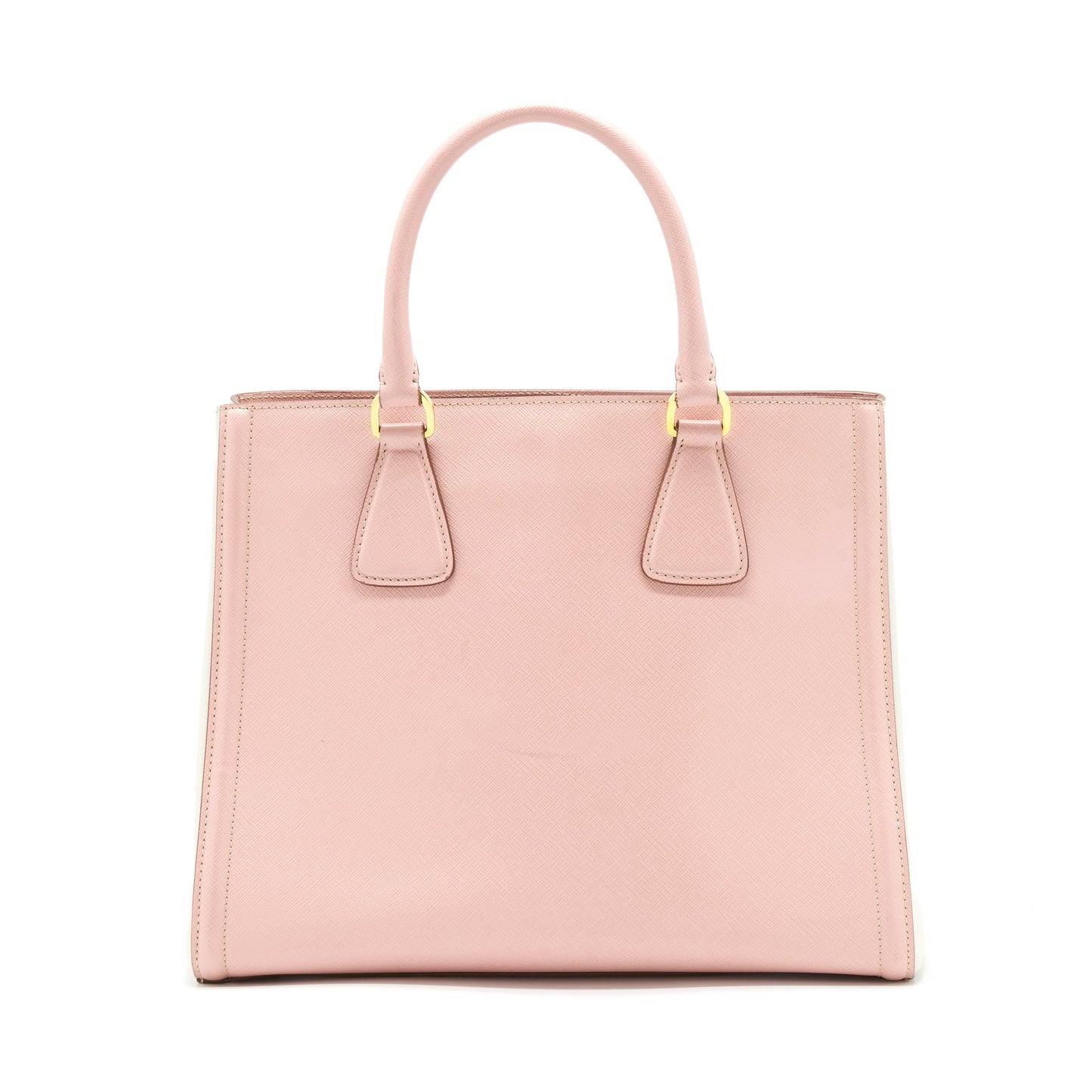 Prada Top Handle Saffiano tote bag Calfskin Pink/ White GHW