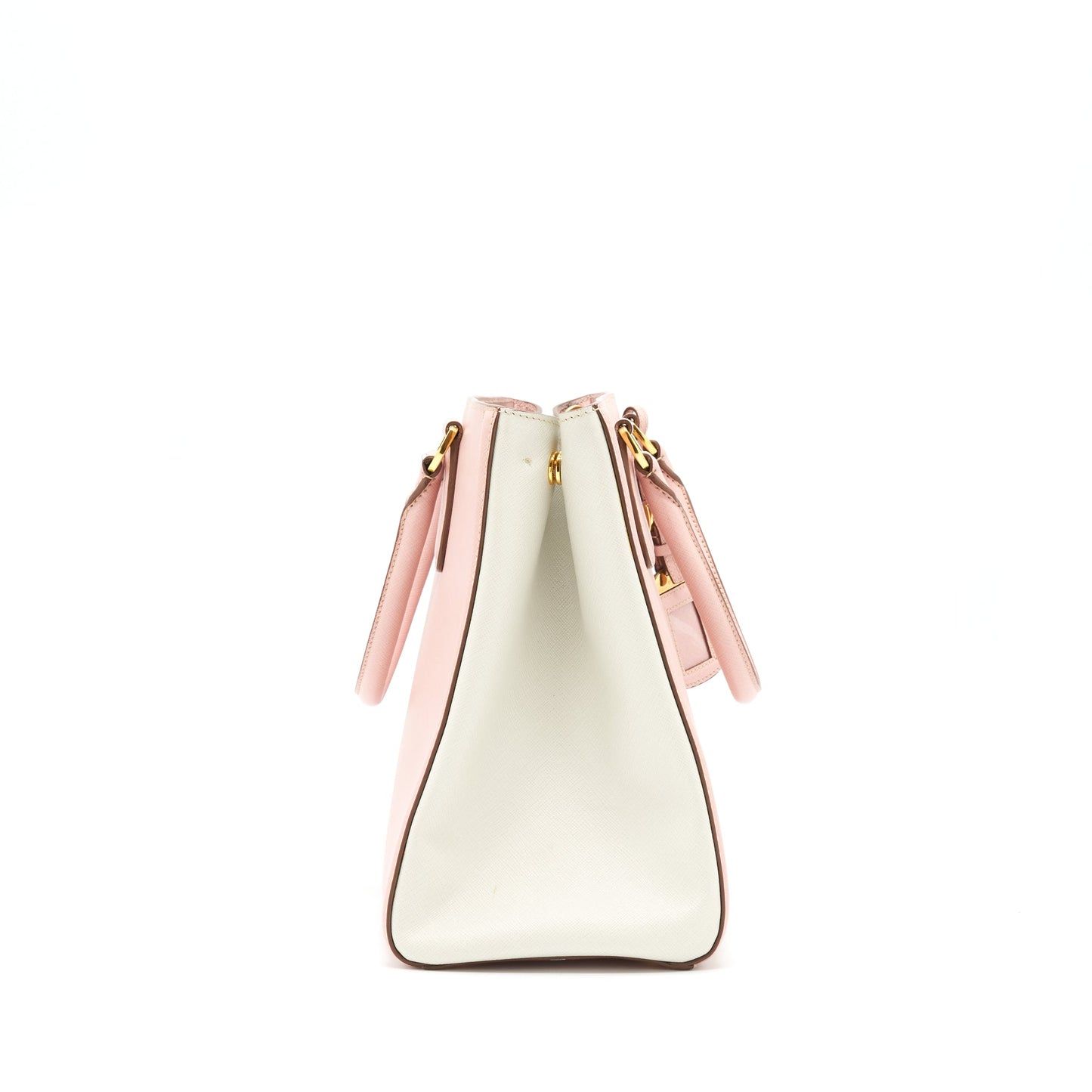 Prada Top Handle Saffiano tote bag Calfskin Pink/ White GHW