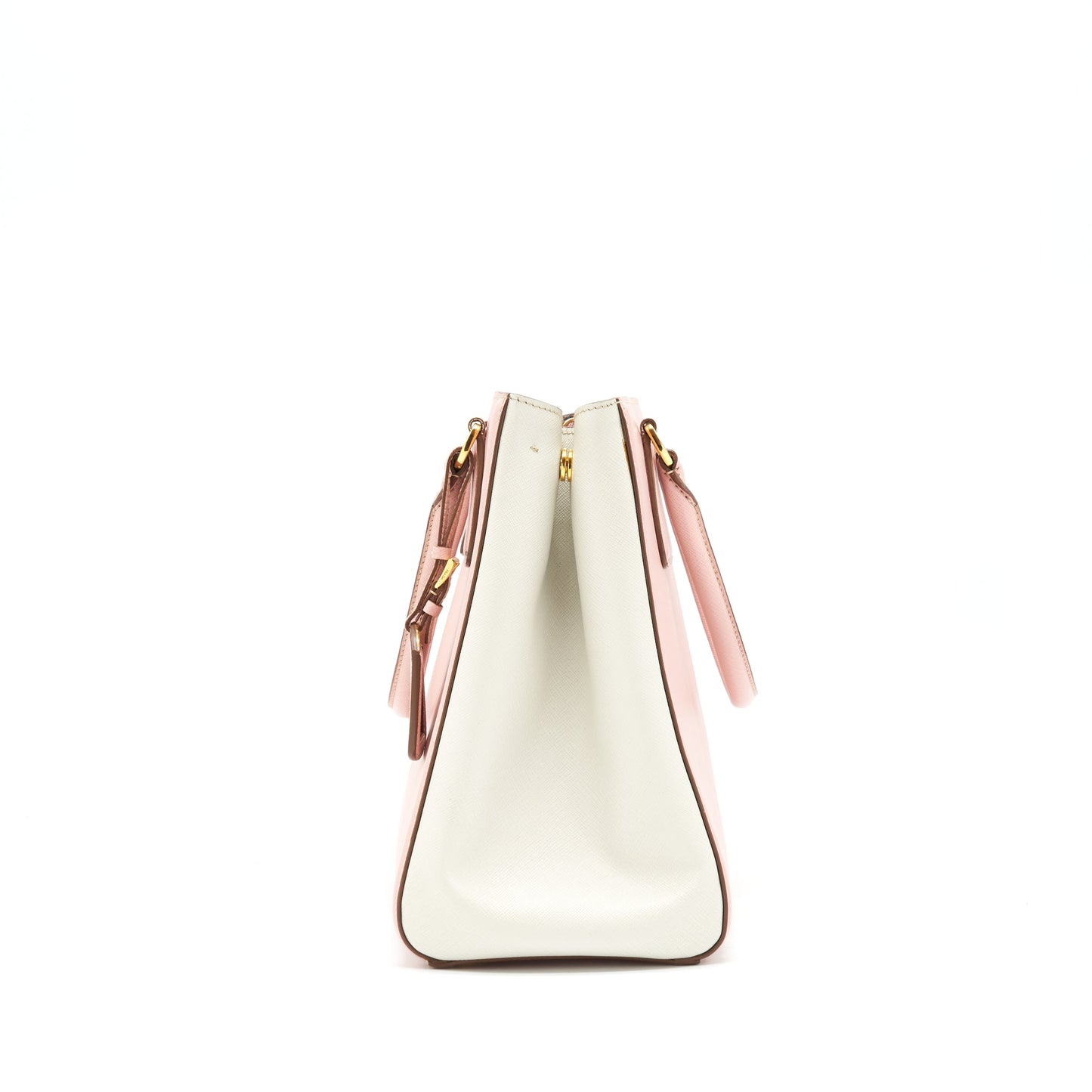 Prada Top Handle Saffiano tote bag Calfskin Pink/ White GHW