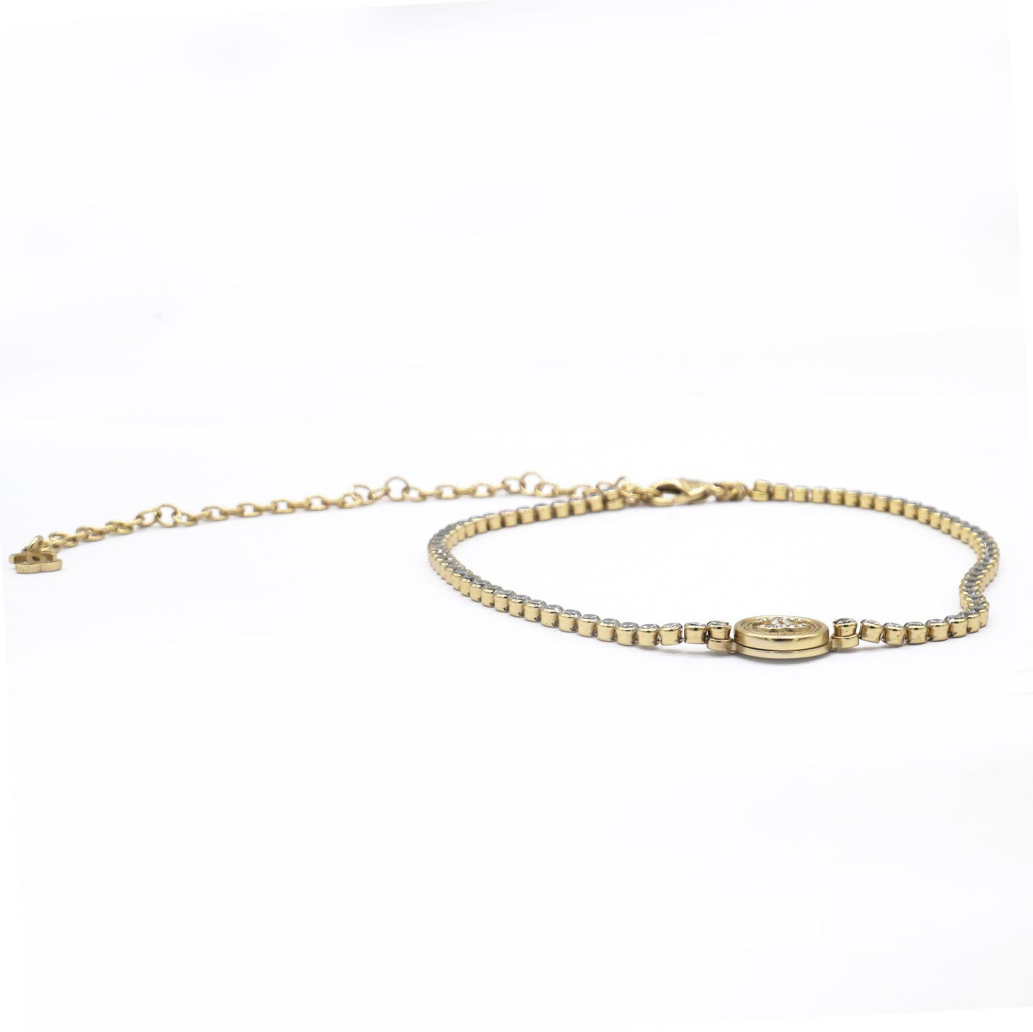 Chanel Crystal CC Chain Short Necklace Gold