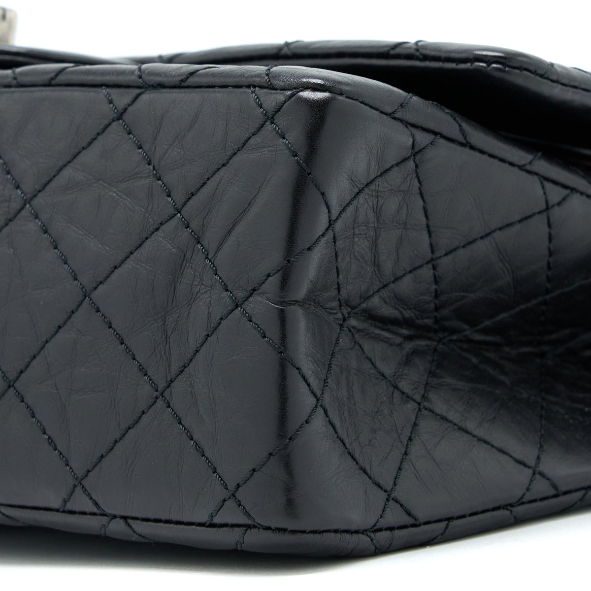 Chanel Small 2.55 Reissue Flap Bag Aged Calfskin Black With Ruthenium Hardware
