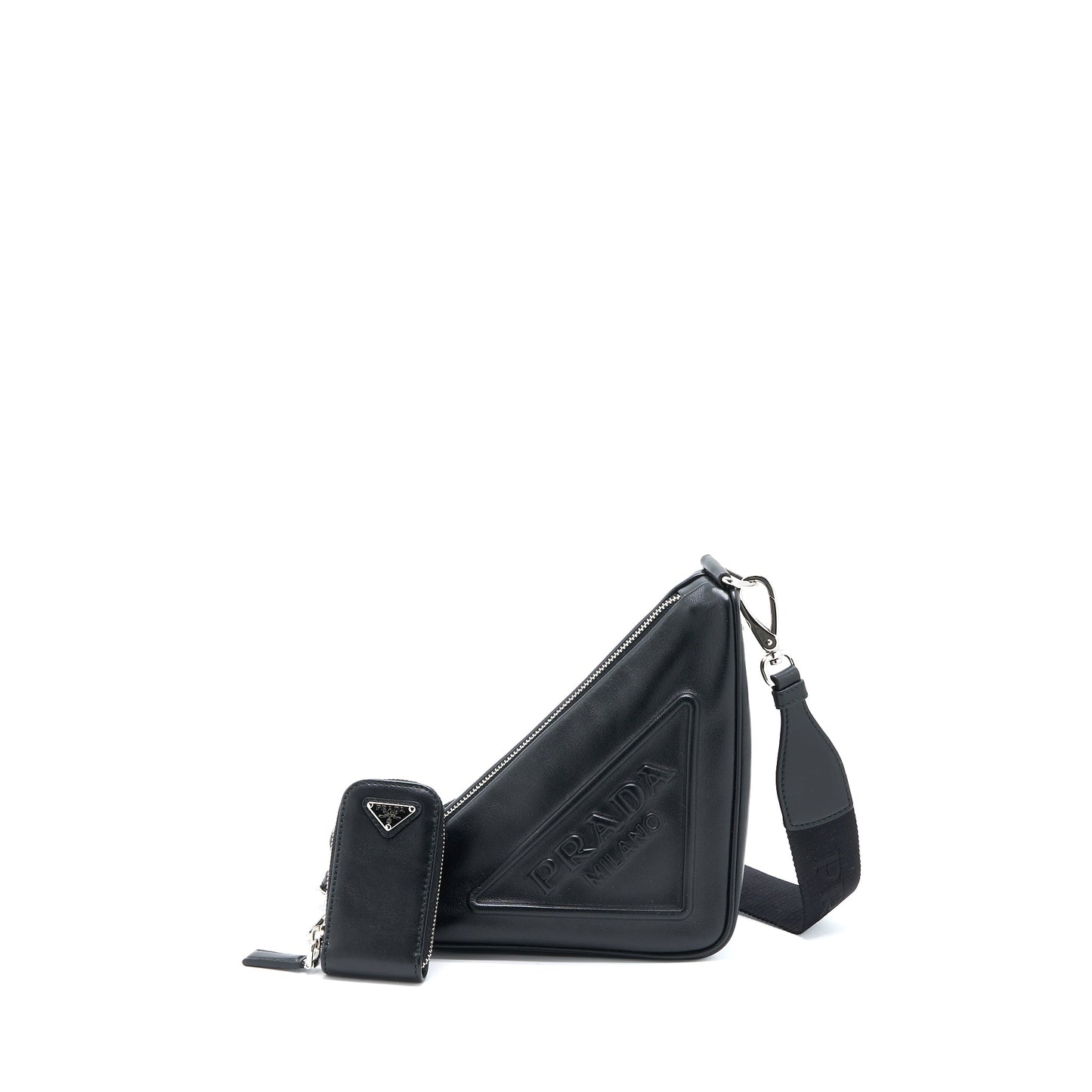 Prada Triangle Shoulder Bag Leather Black SHW