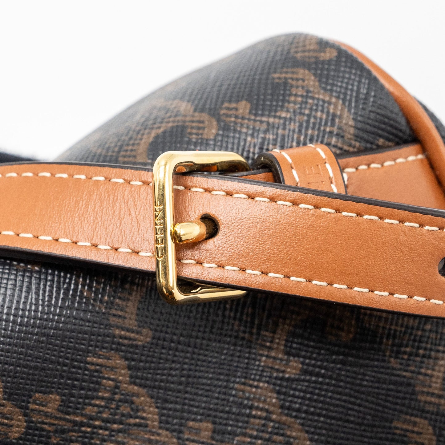 Celine Mini Backpack Folco Triomphe Canvas Calfskin Tan GHW