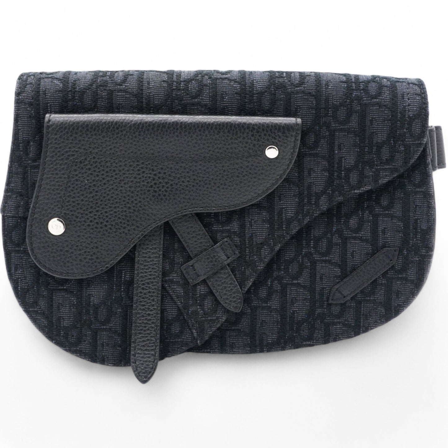 Dior Trotter Saddle Shoulder Waist Bag Black Canvas Leather