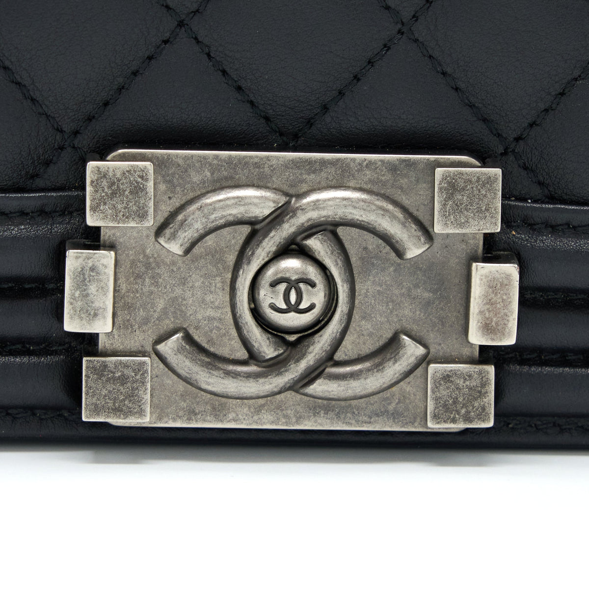 Chanel Small Boy Bag Calfskin Black With Ruthenium Hardware