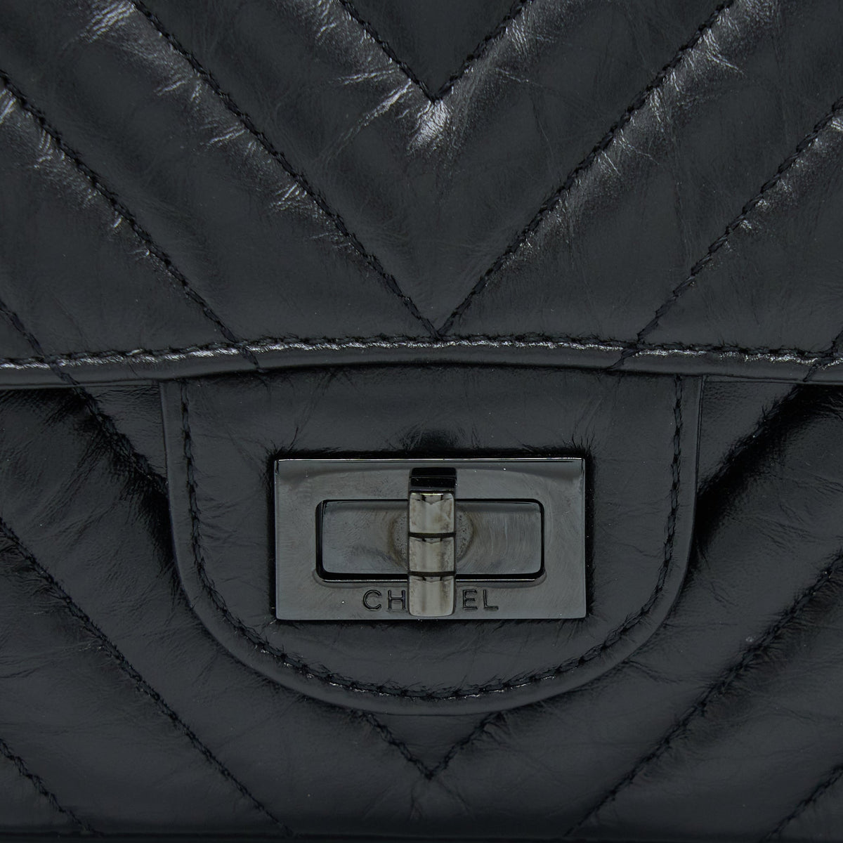 Chanel Mini Reissue 2.55 Flap Bag Chevron Aged Calfskin So Black