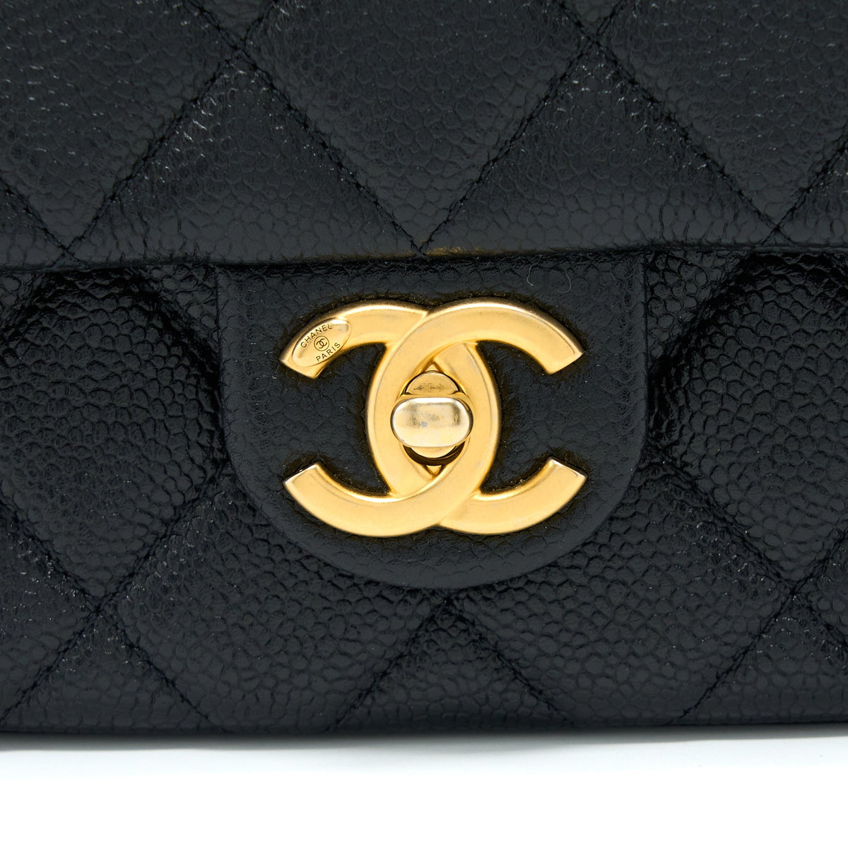 Chanel Quilted Flap Bag with Double Chain Caviar Black Brushed GHW (Microchip)
