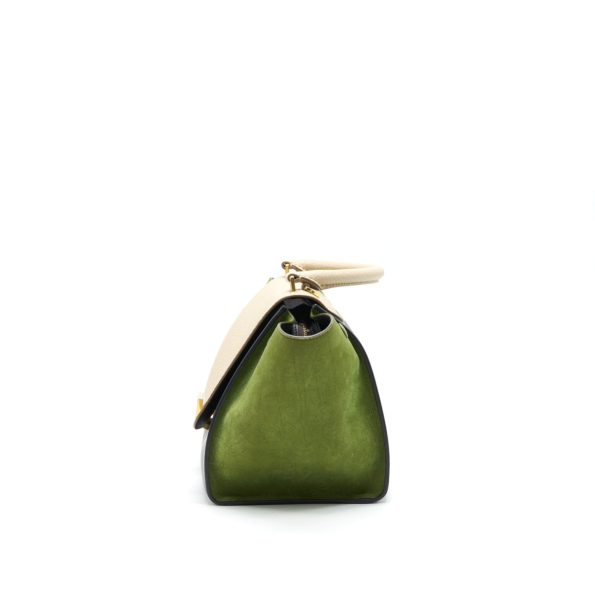 CELINE SMALL TRAPEZE BAG MULTI COLOR BEIGE/ BURGUNDY/ GREEN