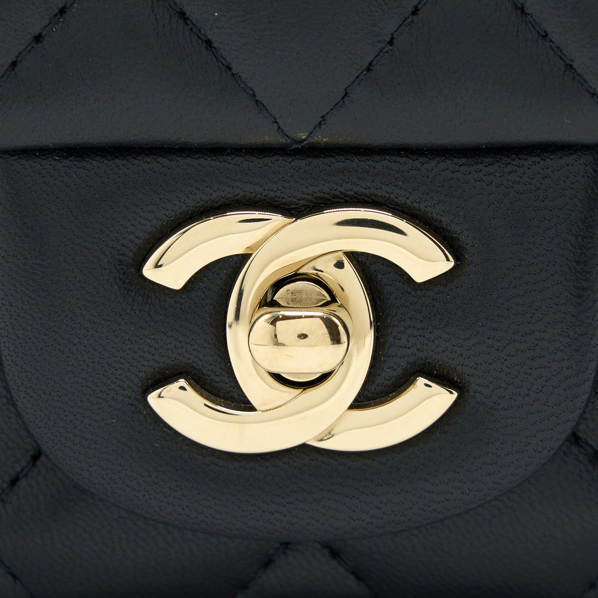 Chanel Mini Square Flap Bag Lambskin Black LGHW (Microchip)
