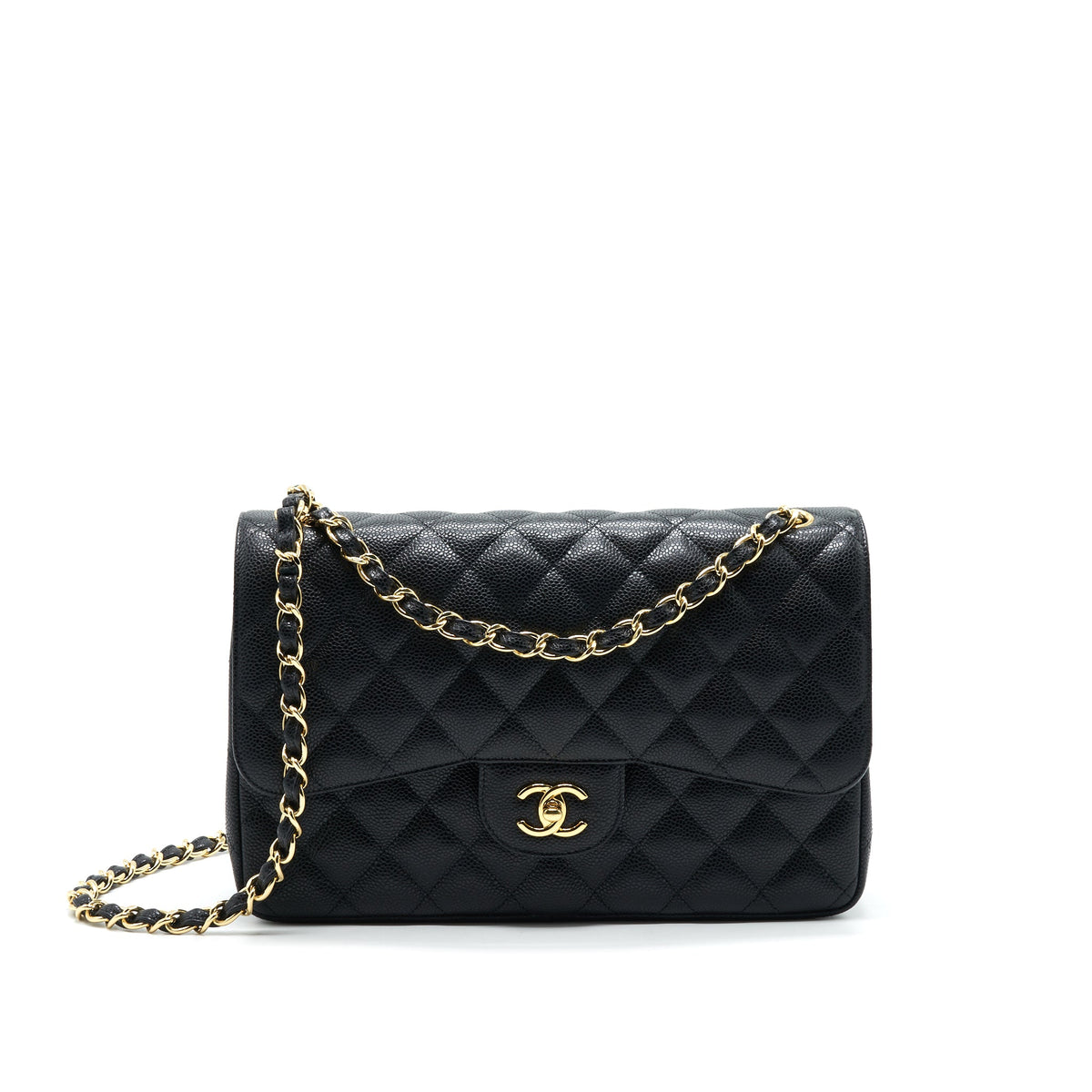 CHANEL JUMBO CLASSIC DOUBLE FLAP CAVIAR BLACK GHW