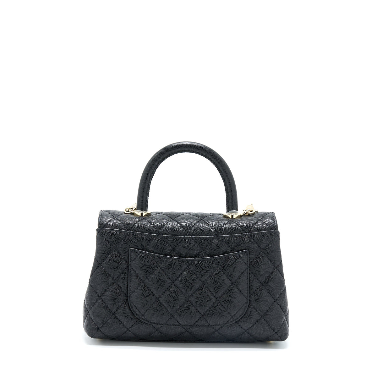 Chanel Small Coco Handle Caviar Black LGHW (Microchip)