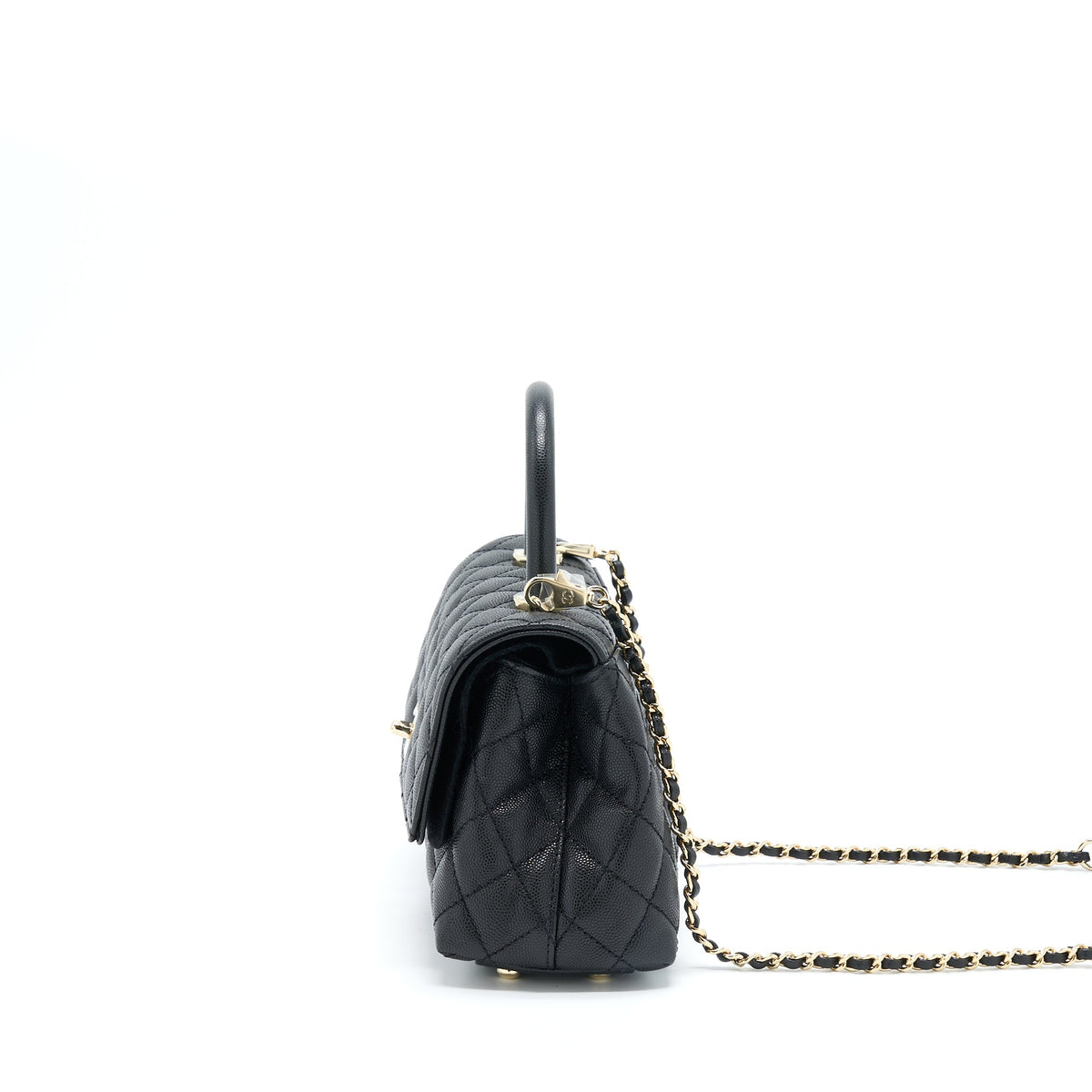 Chanel Small Coco Handle Caviar Black LGHW (Microchip)