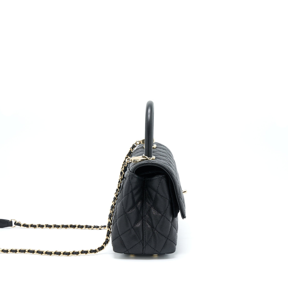 Chanel Small Coco Handle Caviar Black LGHW (Microchip)