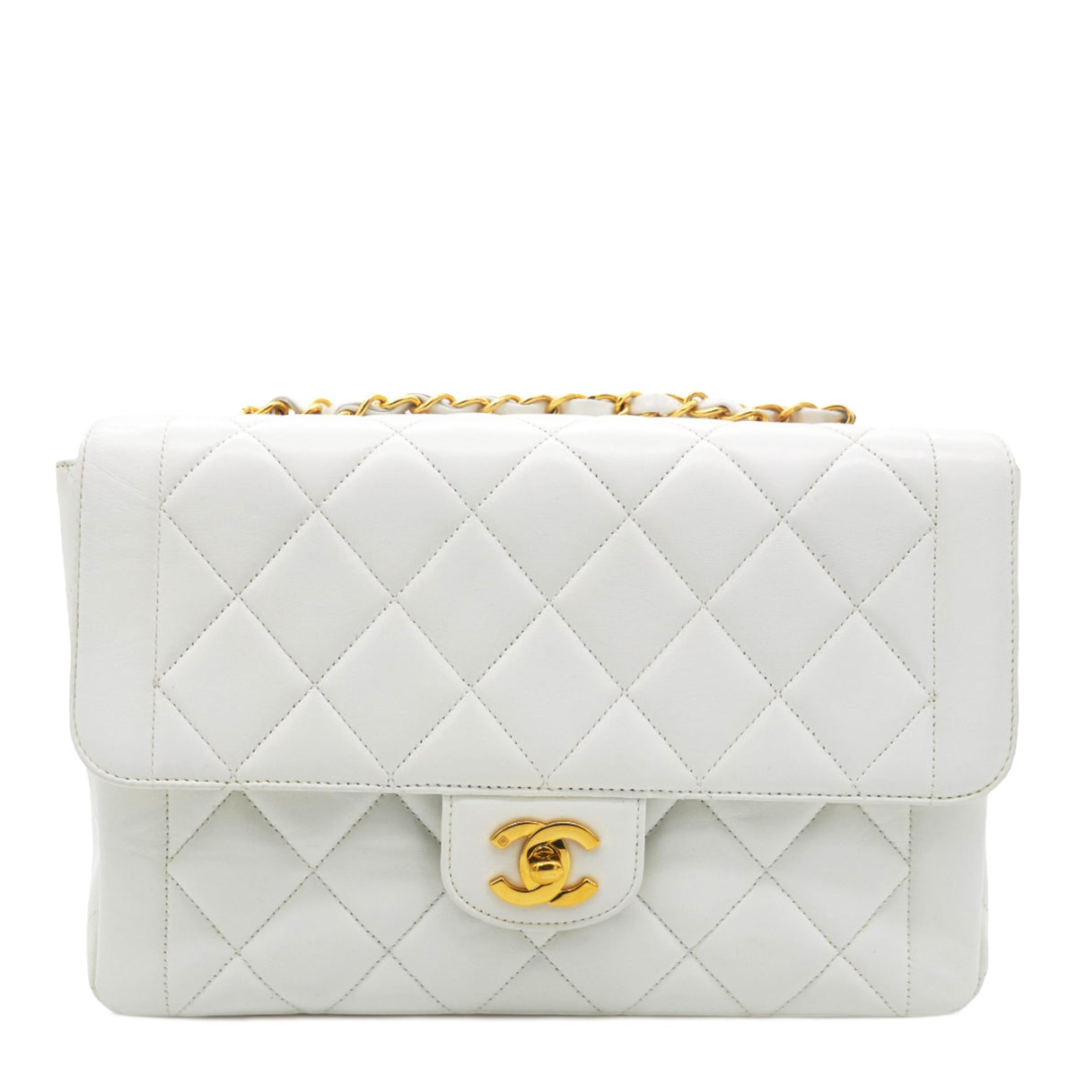 Chanel Lambskin Quilted Diana Bag White