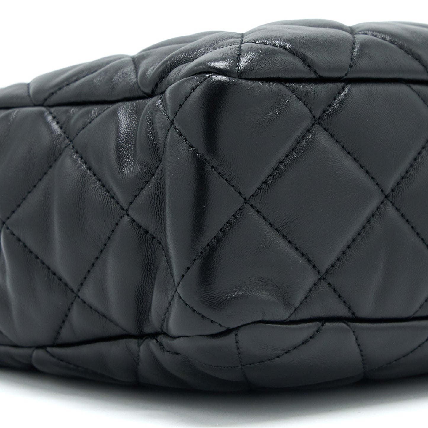 Chanel Seasonal Tote Bag Lambskin Black Brushed GHW(Microchip)