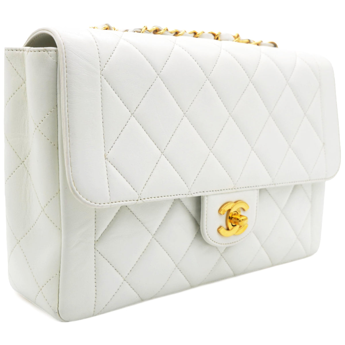Chanel Lambskin Quilted Diana Bag White