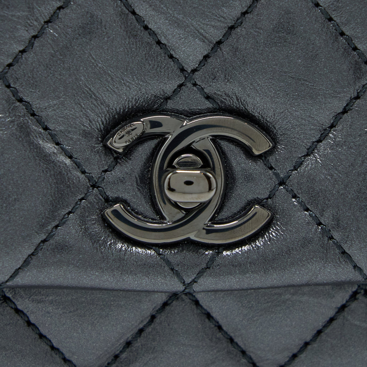 Chanel Small Coco Handle Aged Calfskin So Black With Black Hardware