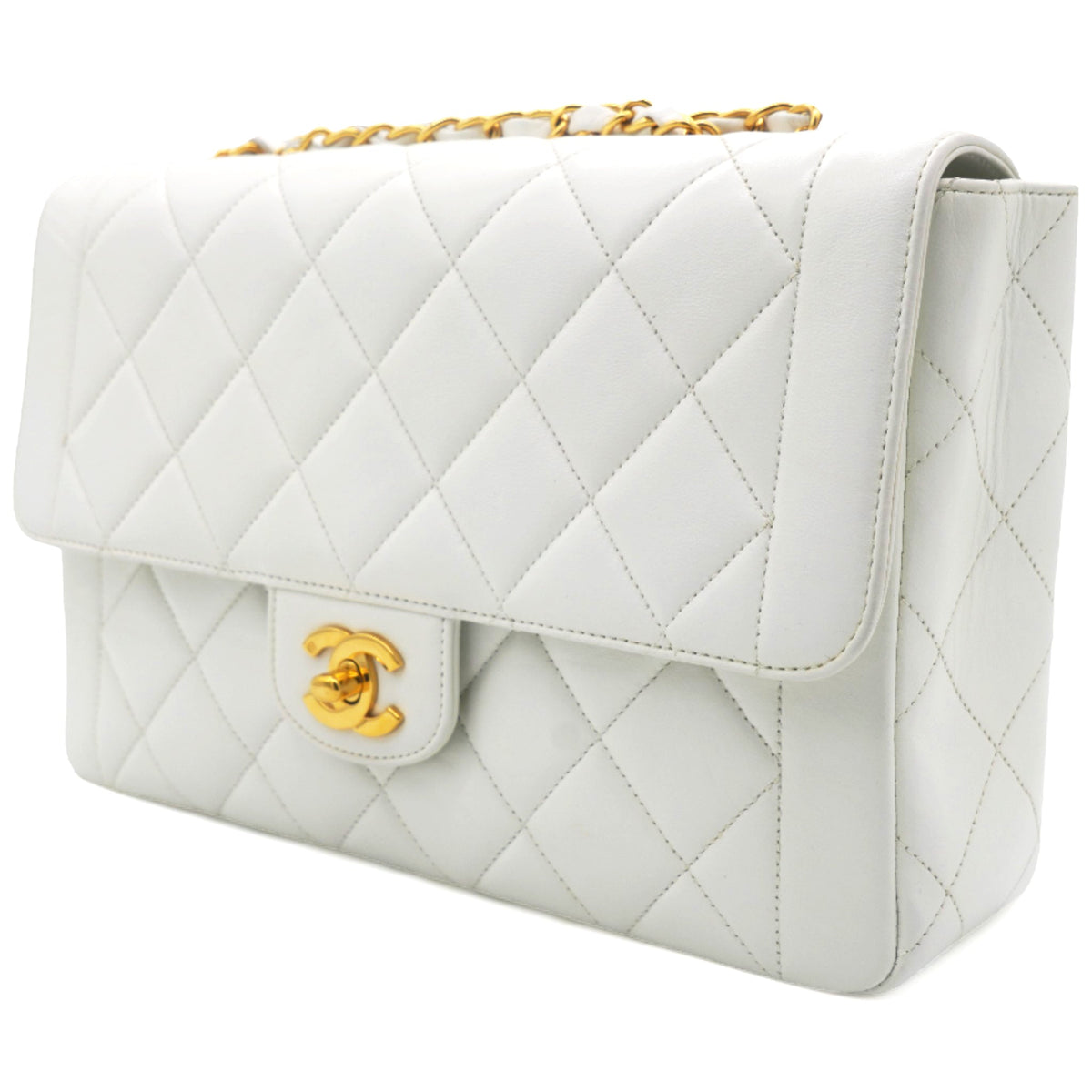 Chanel Lambskin Quilted Diana Bag White