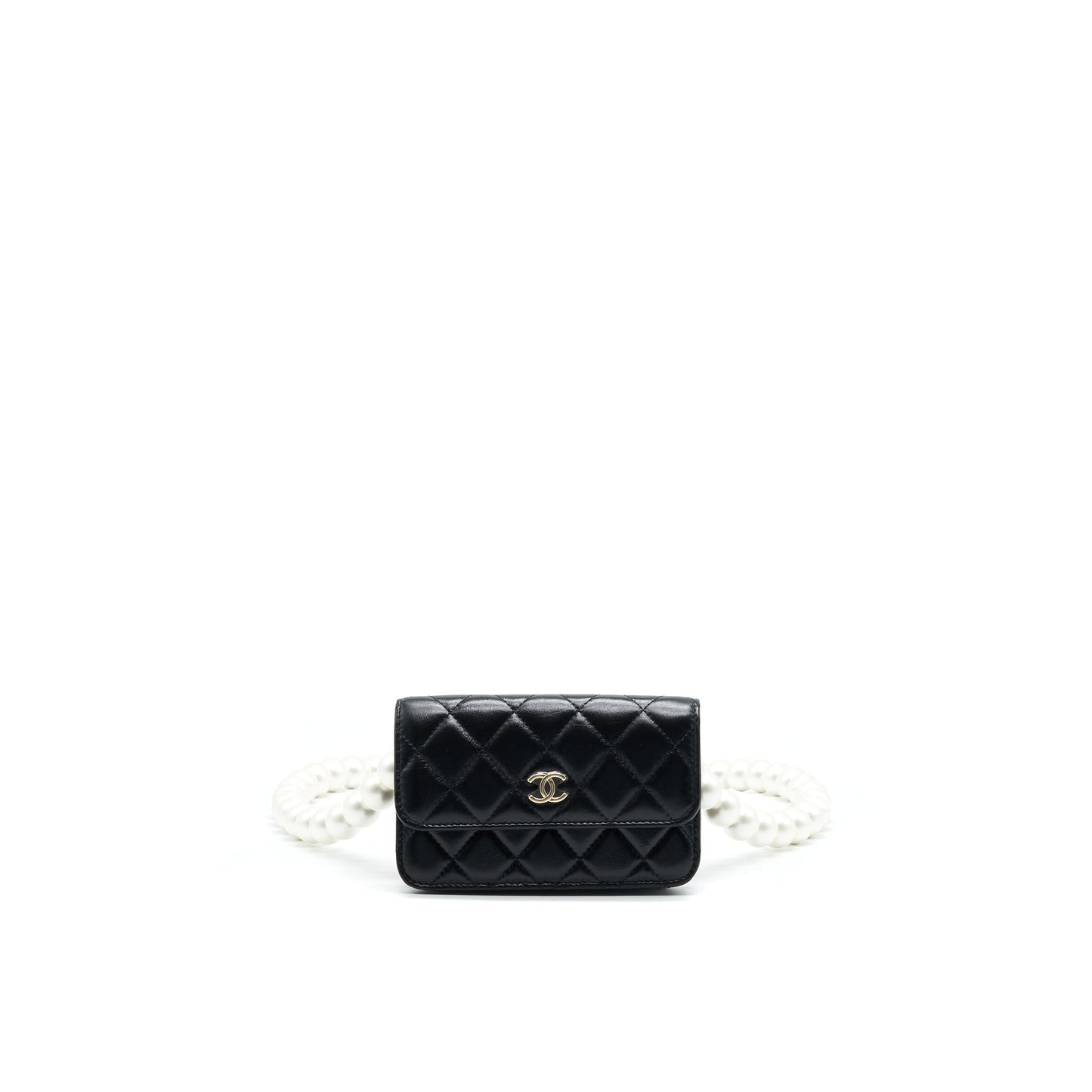 Chanel Giant Pearl Clutch With Chain Calfskin Black LGHW