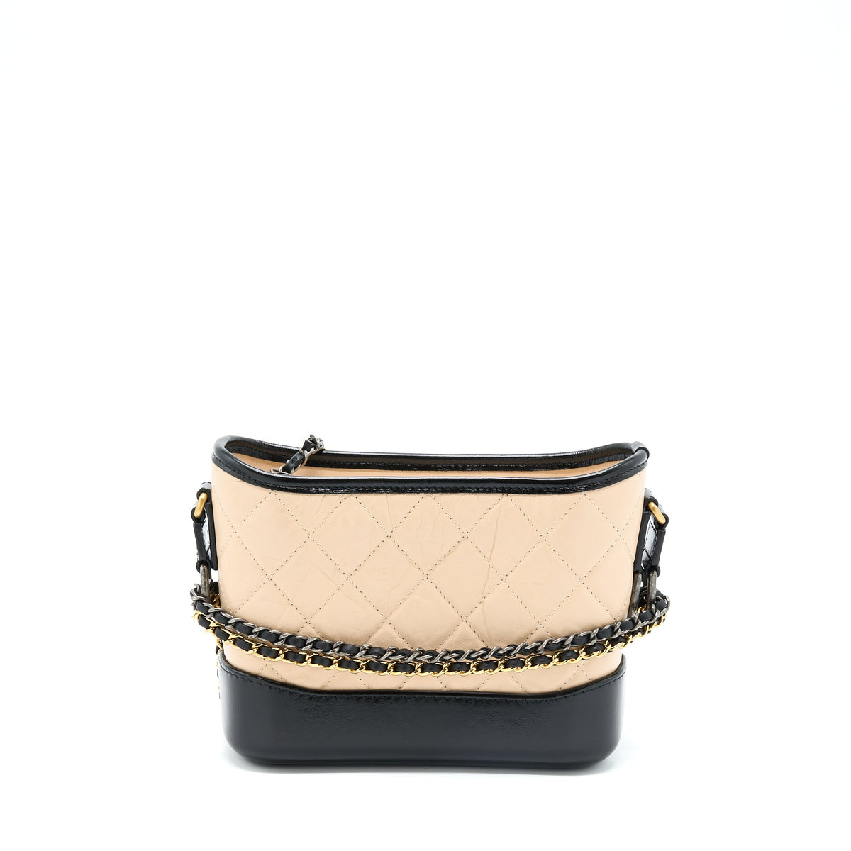 Chanel Small Gabrielle Hobo Bag Aged Calfskin Light Beige/Black Multicolour Hardware