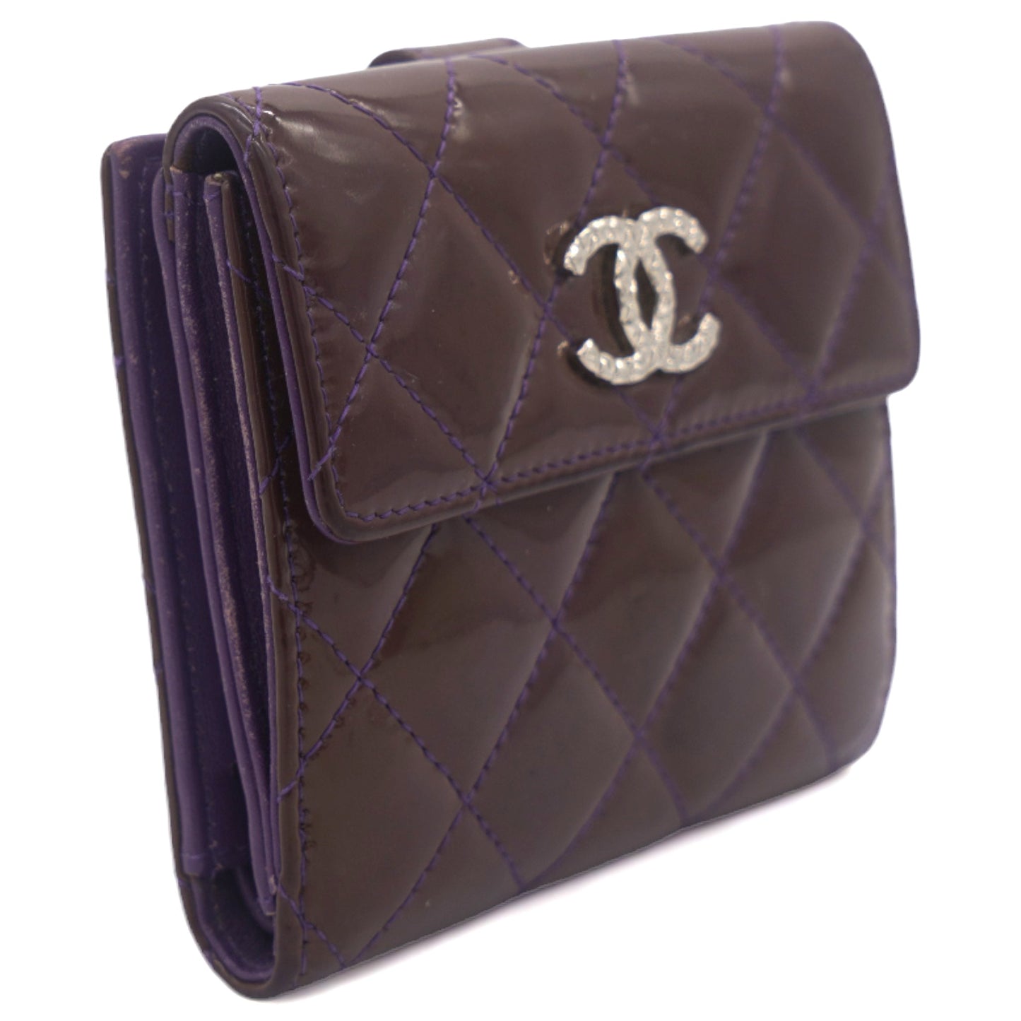 Chanel Purple Patent Classic Small Flap Wallet