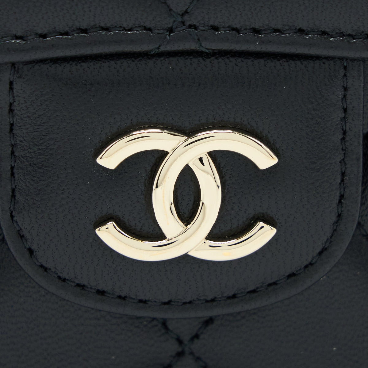 Chanel Top Handle Mini Flap Bag Lambskin Black LGHW