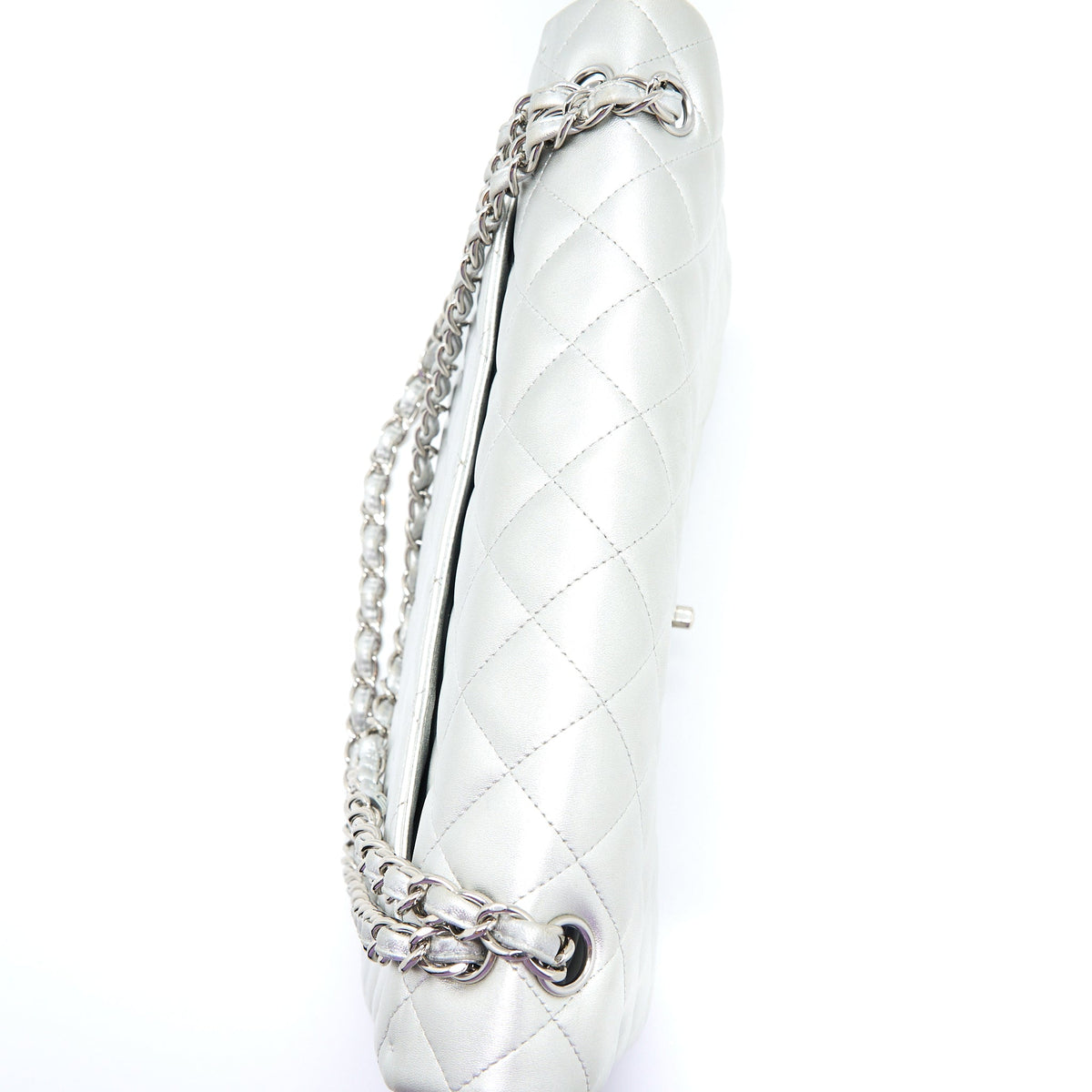 Chanel Maxi Classic Single Flap Bag Lambskin Silver SHW