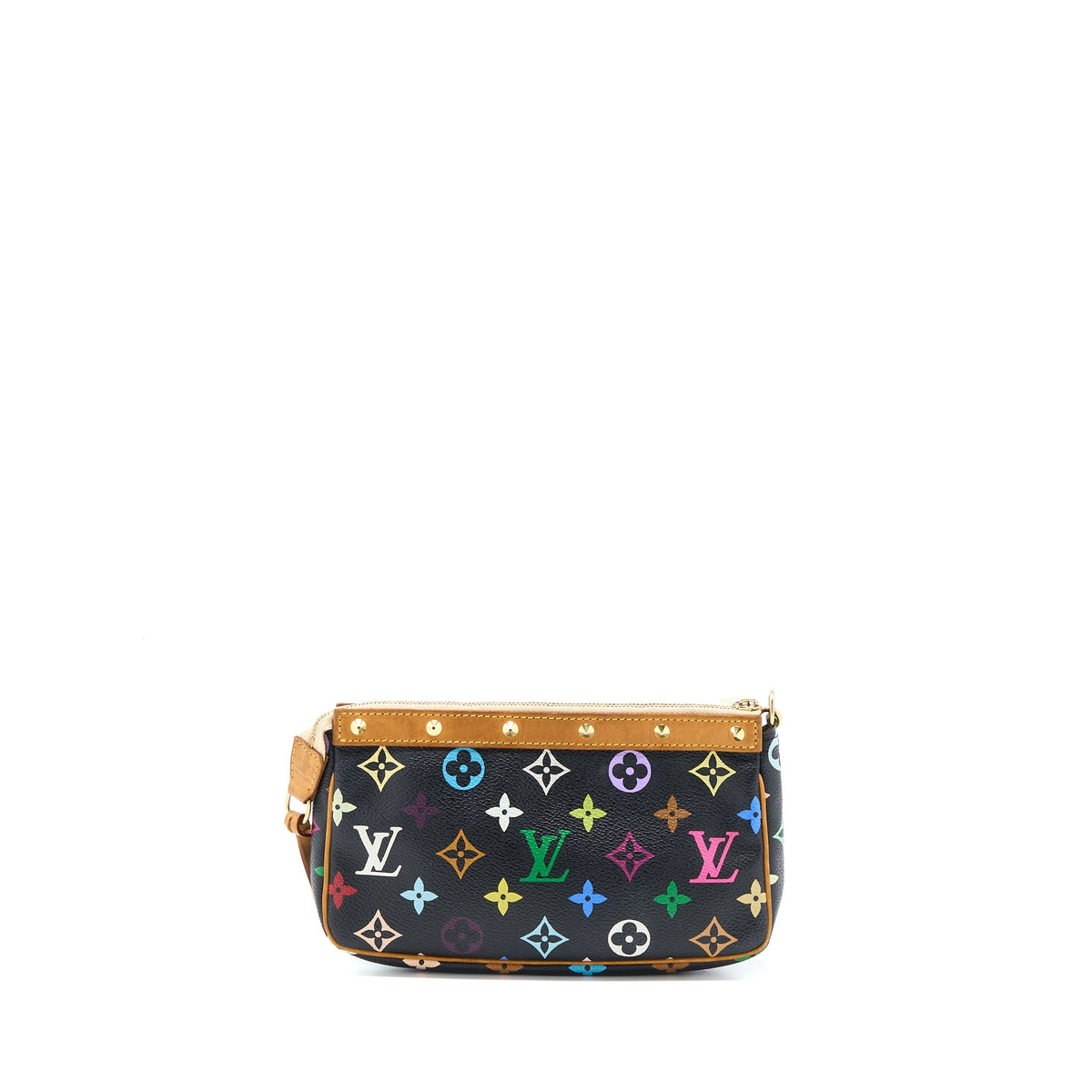 Louis Vuitton Vintage Pochette Accessories Multicolour Monogram Canvas Black GHW