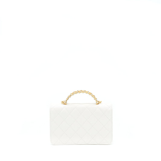 Chanel 22s Logo Top Handle Wallet On Chain Caviar White GHW