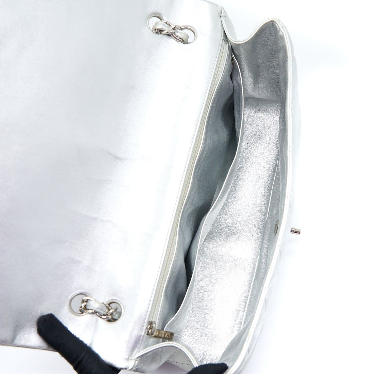 Chanel Maxi Classic Single Flap Bag Lambskin Silver SHW