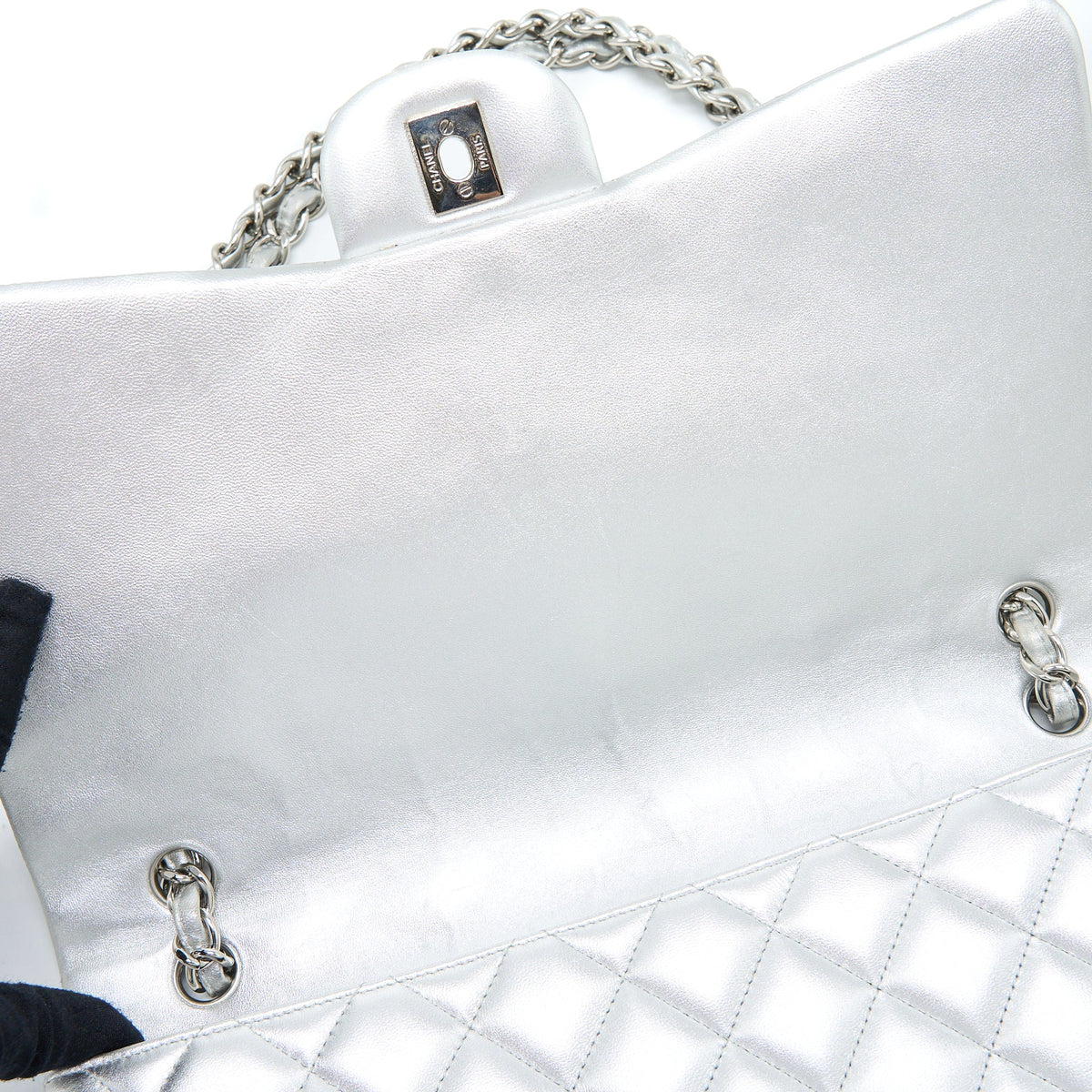 Chanel Maxi Classic Single Flap Bag Lambskin Silver SHW