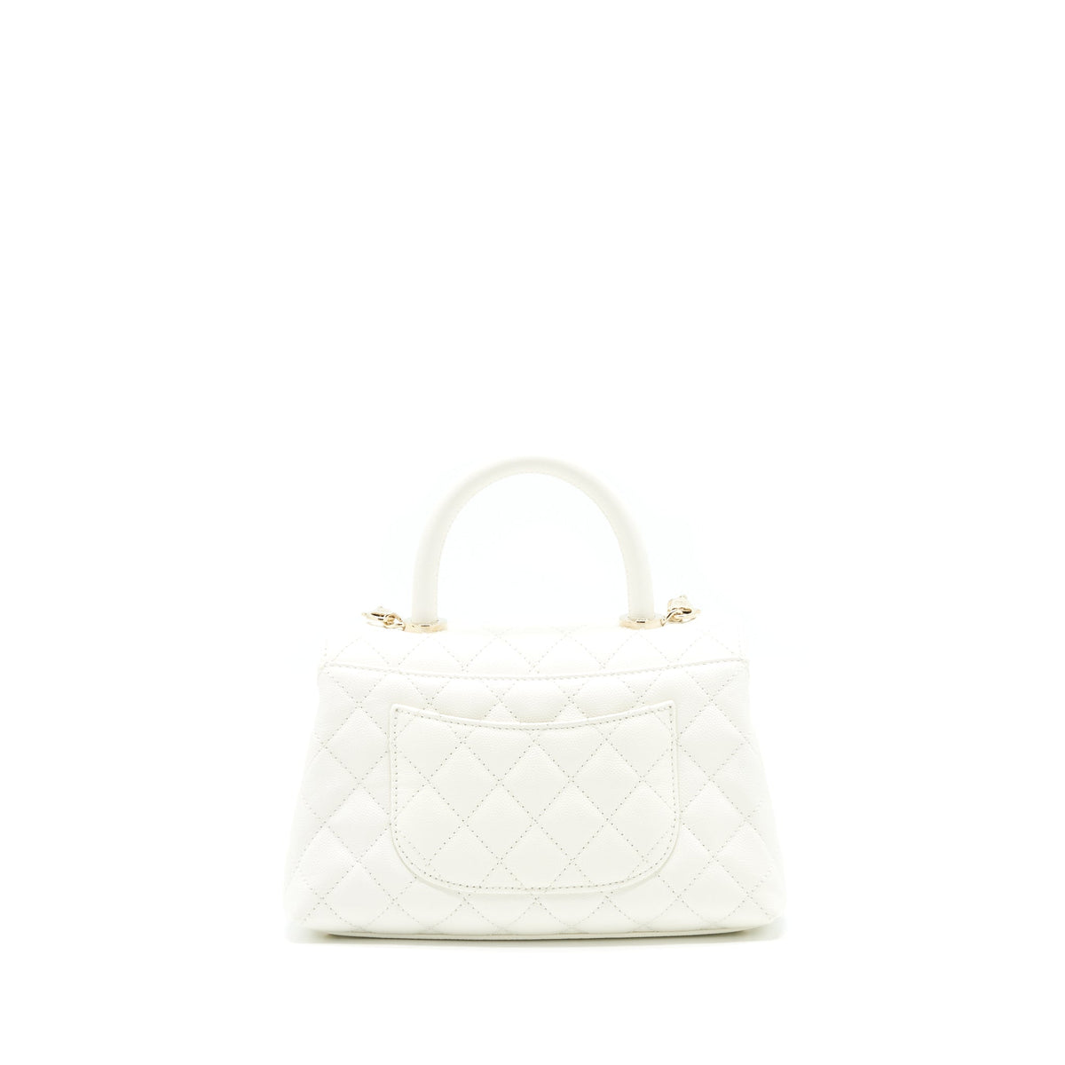 Chanel Small Coco handle Caviar White LGHW (microchip)