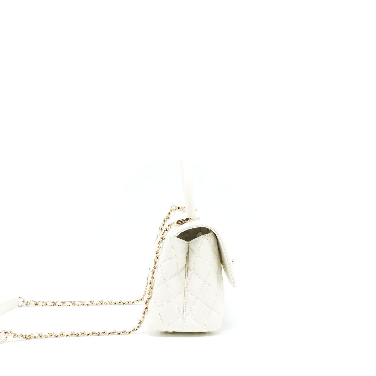 Chanel Small Coco handle Caviar White LGHW (microchip)