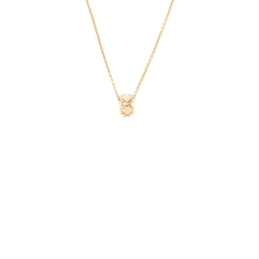 Chanel Coco Crush Necklace Quilted Motif Beige Gold