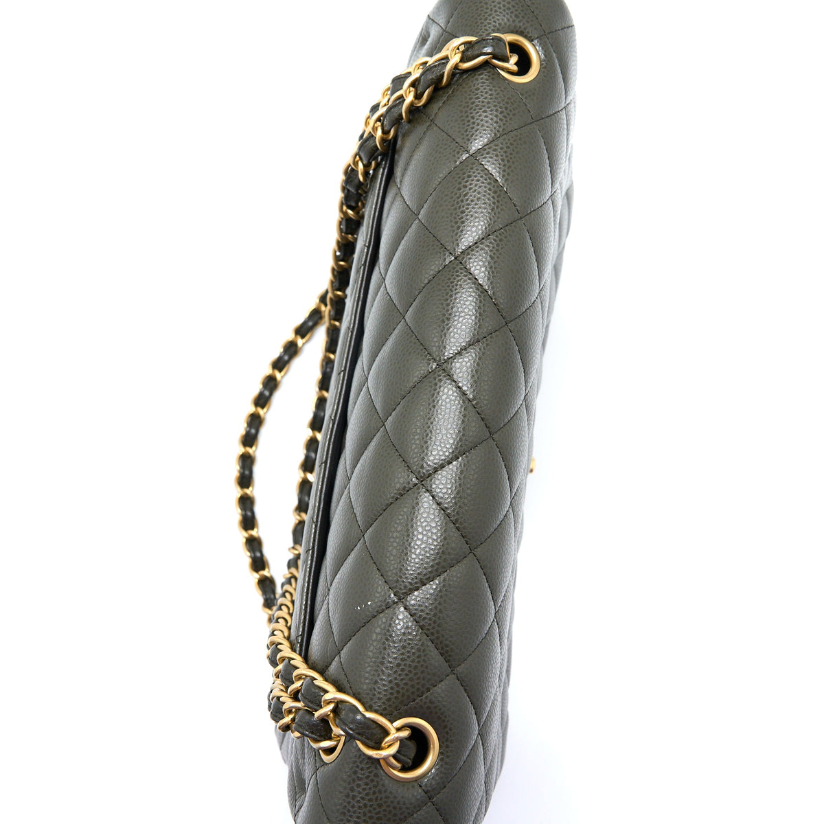 Chanel Maxi Classic Double Flap Bag Caviar Olive Green Brushed GHW