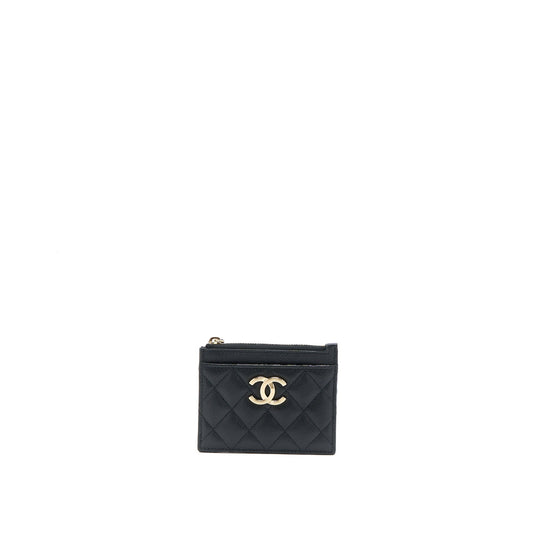 Chanel 23C Zipper  Holder Caviar Black LGHW (Microchip)