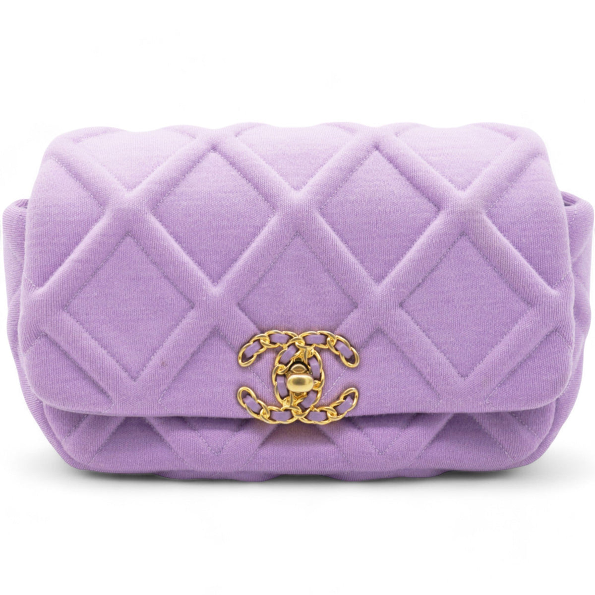 Chanel Jersey Lambskin Quilted Medium Chanel 19 Light Flap Purple
