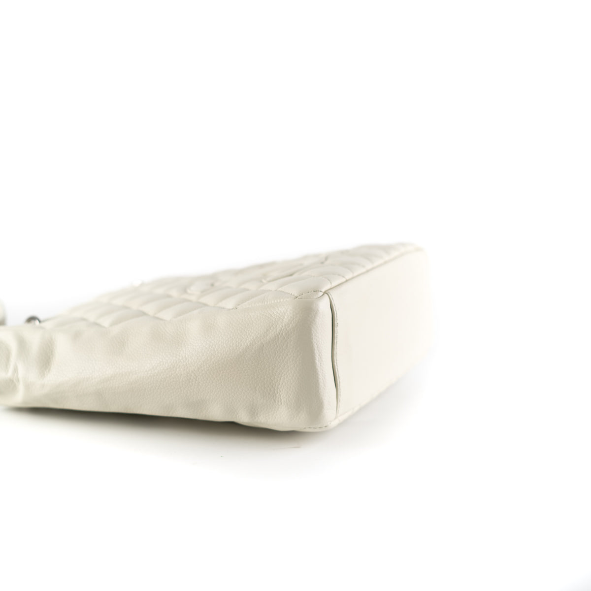 Chanel Quilted Caviar Petite Shopping Tote Cream (Olive undertone)