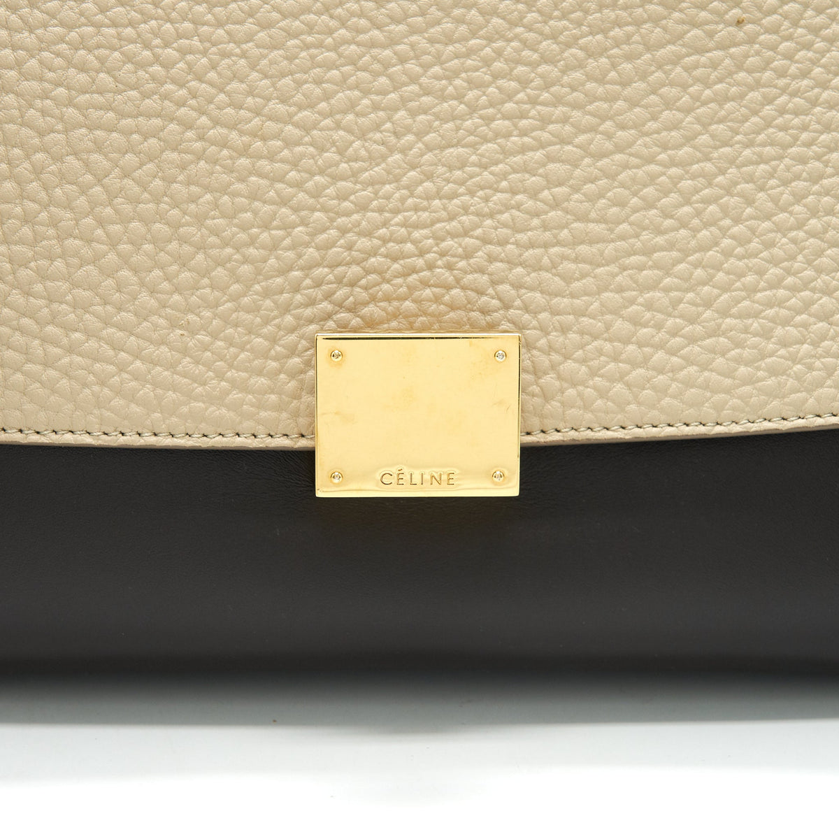 CELINE SMALL TRAPEZE BAG MULTI COLOR BEIGE/ BURGUNDY/ GREEN