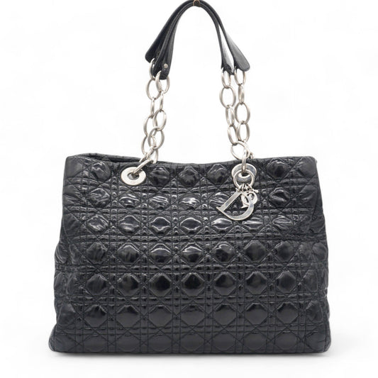 Dior Lambskin Cannage Large Dior Soft Shopping Tote Black