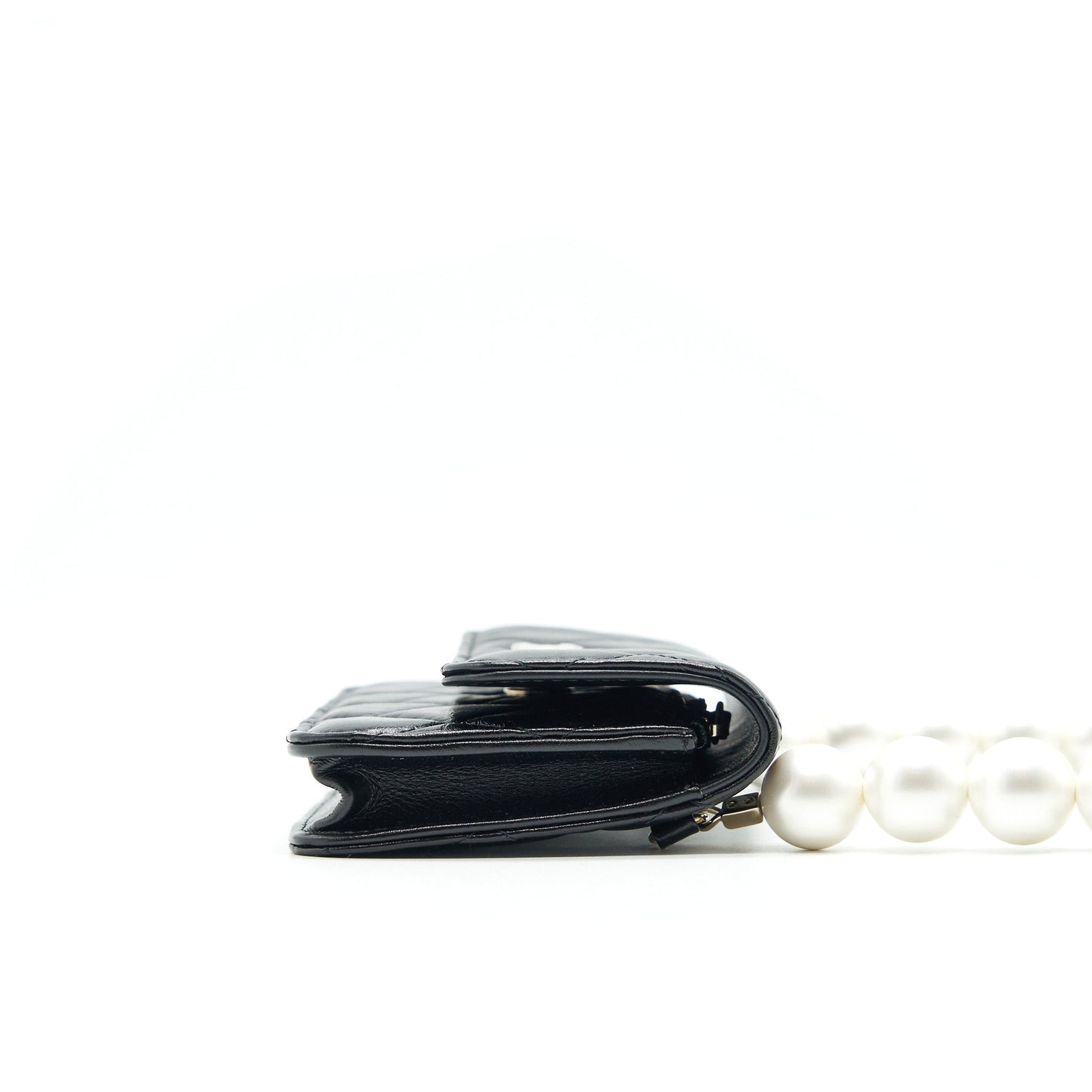 Chanel Giant Pearl Clutch With Chain Calfskin Black LGHW