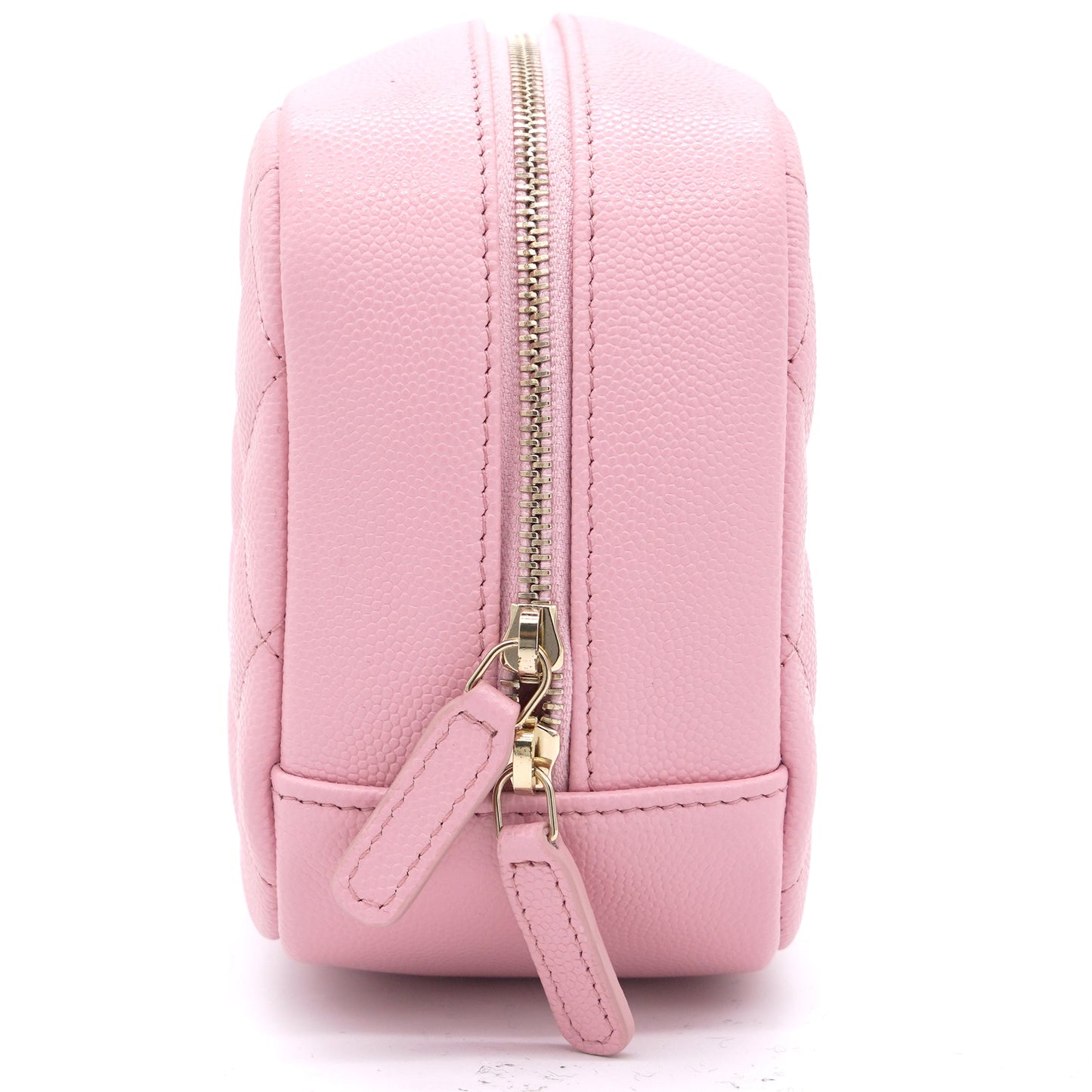 Chanel Caviar Quilted Medium Curvy Pouch Cosmetic Case Light Pink