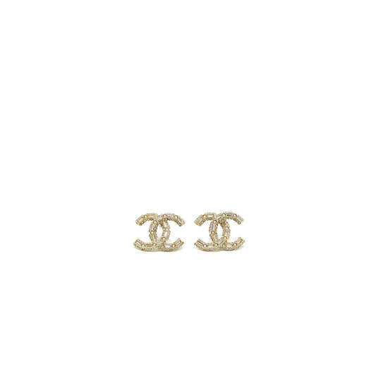 Chanel CC Logo Earring Pearl/Crystal Light Gold Tone