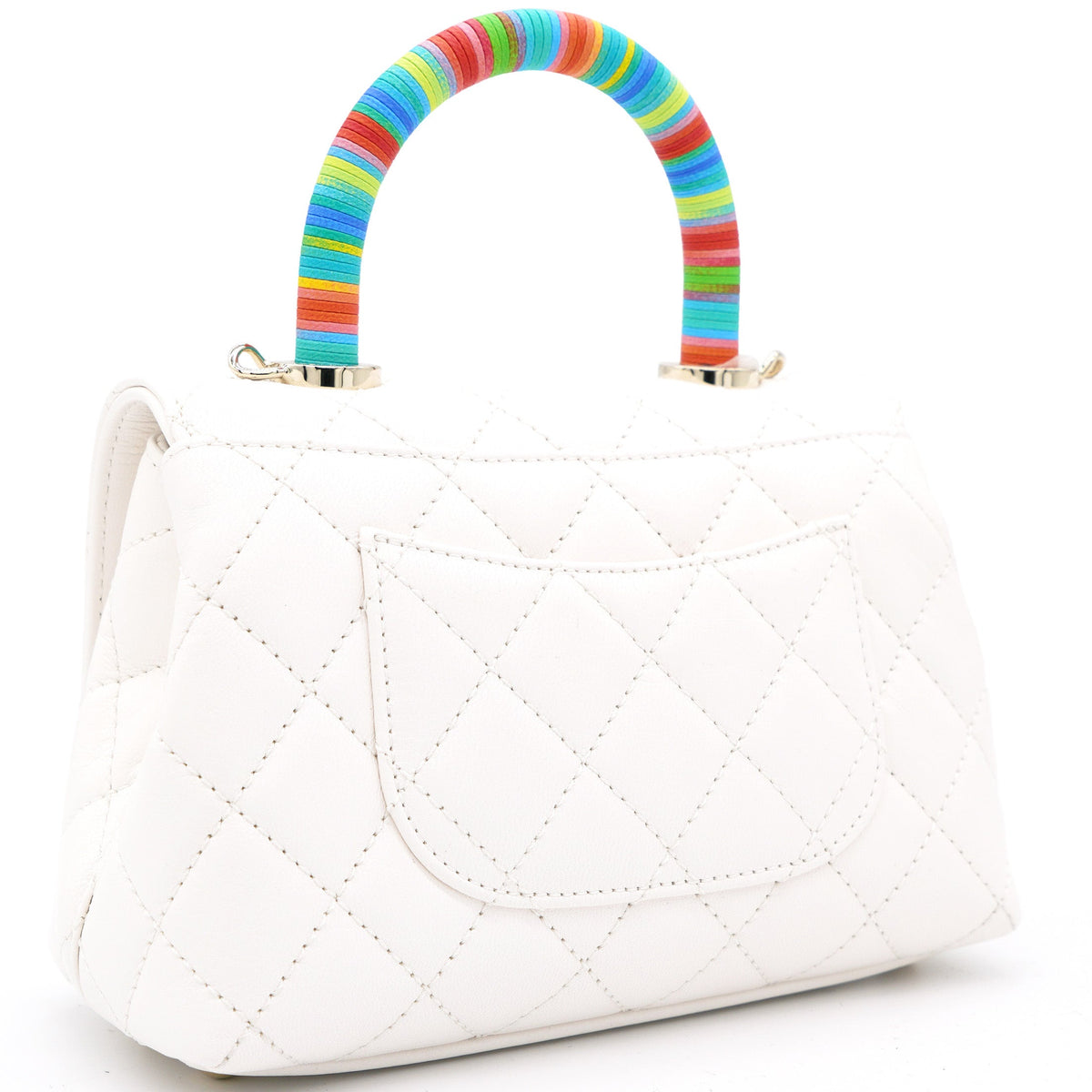 Chanel White Caviar Leather Mini Coco Top Handle Bag